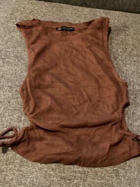 Sleeveless Tie-Side Top in Rust Brown - Women
